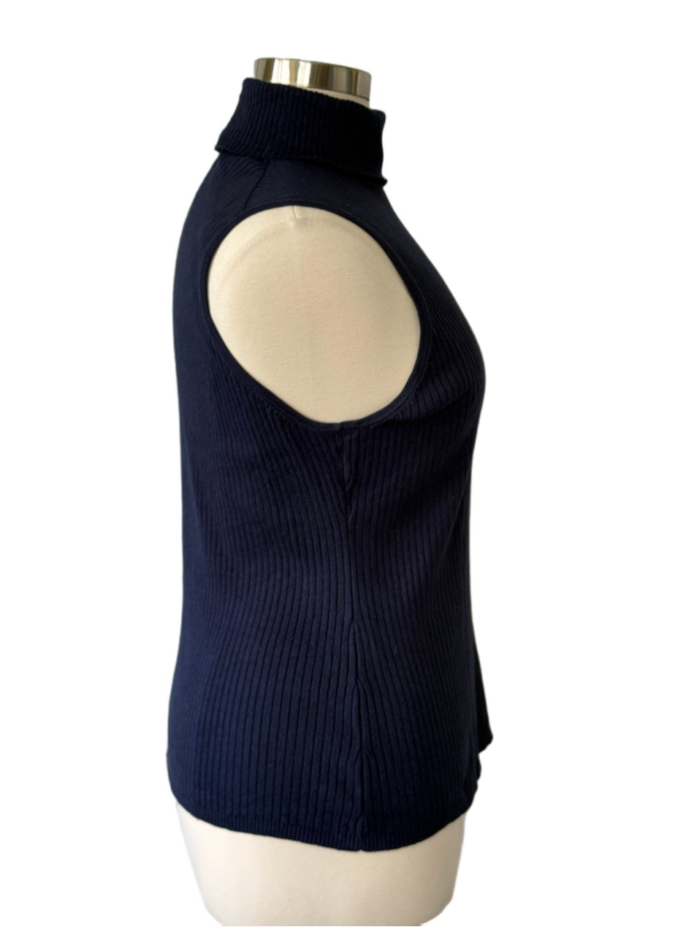 Chico's Sleeveless Ribbed Turtleneck Top Navy Size 16 (Chico’s 3) - Picture 4 of 6